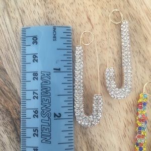 Bauble Bar safety pin earrings.